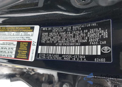 2014 Toyota Camry Xle z USA, uszkodzony, nr VIN 4T1BF1FK5EU801363